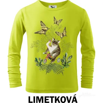 Tričko dětské DR, Kocour s motýly Barva: Limetková, Velikost: 134
