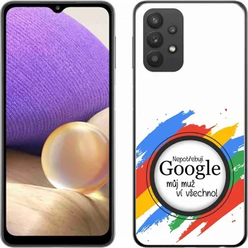 Pouzdro na mobilní telefon Gelový kryt mmCase na Samsung Galaxy A32 5G - muž ví všechno bílé pozadí