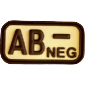 Nášivka JTG Nášivka na suchý zip s krevní skupinou (AB-) (plast 3D) - desert