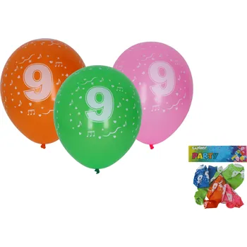 Balónek Balónek nafukovací 30cm - sada 5ks, s číslem 9