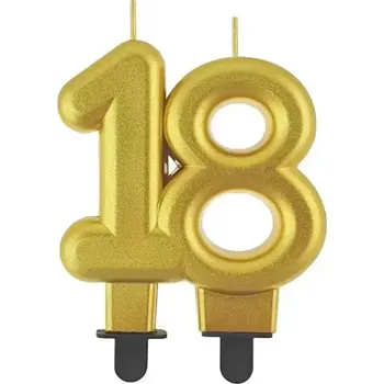 Svíčka narozeninová číslice 18 metalická zlatá