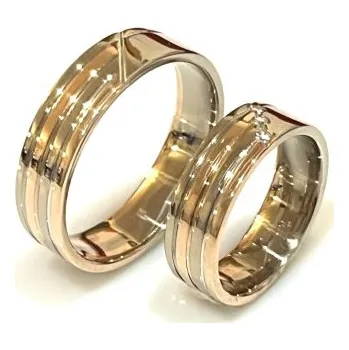 Prsten Ráj snubních prstenů | Masivní široké zlaté snubní prsteny s diamanty - skladem - 4645