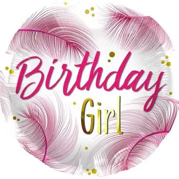 Balónek Foliový balonek peříčka - Happy Birthday 45 cm