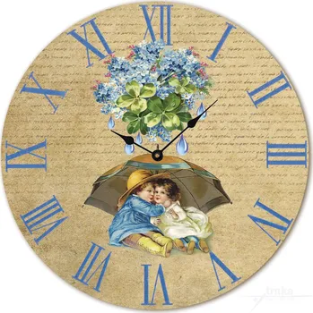 Hodiny Nástěnné dřevěné hodiny - Ať nám prší štěstí