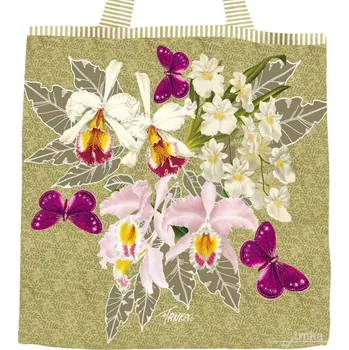 Nákupní taška Plátěná nákupní taška větší, Tajemství růžových orchidejí ve světlém