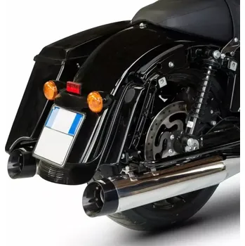 Výfuk pro motocykl Homologované koncovky výfuku motocyklu ZARD SLIP ON MUFFLERS HOMOLOGACE E4 pro motocykl HARLEY DAVIDSON ROAD GLIDE SPECIAL / ST rok 2017-2020 viz popis, barva lesklý chrom/černé zakončení (řemeslná výroba Made In Italy)