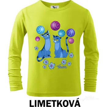 Chlapecké tričko Tričko dětské DR, Kočky modré Barva: Limetková, Velikost: 146