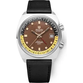 Hodinky Nivada Grenchen Antarctic GMT - Tropical - Black Leather + 5 let záruka a dárek ZDARMA