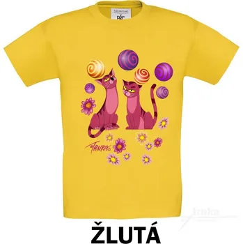 Pánské tričko Tričko UNI Kočky růžové Barva: Žlutá, Velikost: S