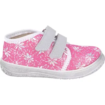 Dívčí tenisky Jonap barefoot plátěnky B17 růžové květy 24
