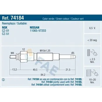 Zapalovací a žhavicí svíčka Žhavicí svíčka FAE 74184