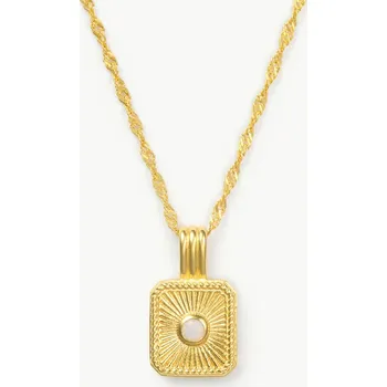 Řetízek Náhrdelník s přívěskem Zodiac & Birthstone – Blíženci / Měsíční kámen