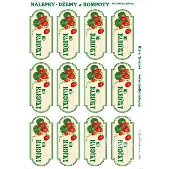 Samolepící dekorace Samolepky na zavařeniny - Jahody od babičky