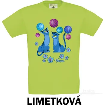 Chlapecké tričko Tričko dětské KR, Kočky modré Barva: Limetková, Velikost: 158