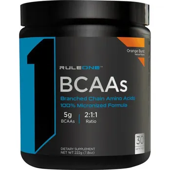 Aminokyselina Rule1 Prášek BCAA (222 g, Explodující pomeranč)