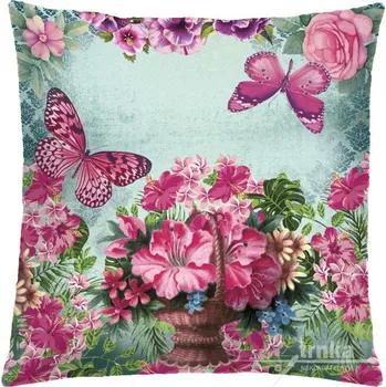 Povlak na dekorativní polštářek Povlak na polštář 40 x 40 cm - Květy a motýli