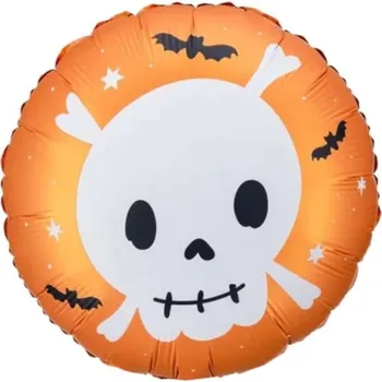 Balónek Balónek fóliový oranžový Lebka 45 cm