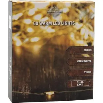 Vánoční dekorace SVENSKA LIVING ŘETĚZ 60LED SVĚTEL VNITŘNÍ S ČASOVAČEM_hamashop