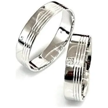 Prsten Ráj snubních prstenů | Diamantové a široké snubní prsteny z bílého zlata - skladem - 4641