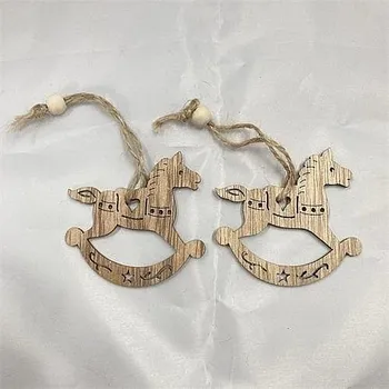 Vánoční dekorace Dřevěné ozdoby Houpací koně natur - 2 ks