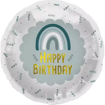Balónek Foliový balonek modrá duha - Happy Birthday 45 cm