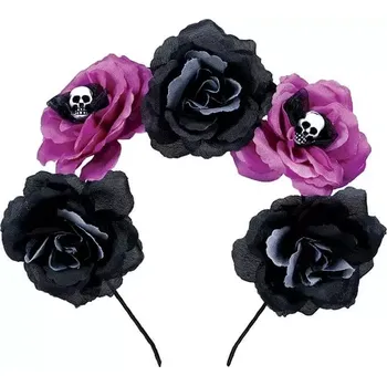 Karnevalový doplněk Halloween čelenka Day of the Dead - květy