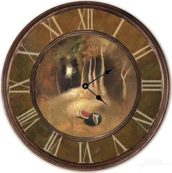 Hodiny Nástěnné dřevěné hodiny - Zapomenutý meloun, Klára Trnková