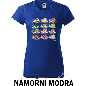 Dámské tričko Tričko dámské Šneci Barva: Námořní modrá, Velikost: M