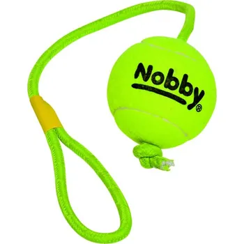 Hračka pro psa Nobby hračka tenisový míček XL 9cm s lanem 70cm
