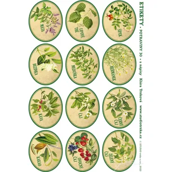 Speciální papír Samolepicí etikety na potraviny, bylinky, s nápisy