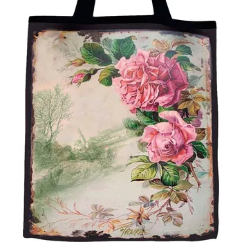 Nákupní taška Plátěná nákupní taška černá, Melancholické růže