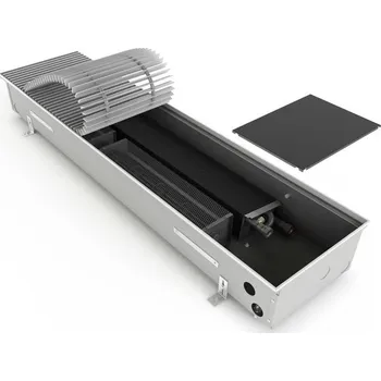 Radiátor Konvektor podlahový s ventilátorem Isan Termo FRT 80 x 200 x 700 mm, 371 W, připojení vlevo, výměník ocelový, mřížka Natur příčná nízká nerolovací hliník