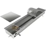 Konvektor podlahový do mokrého prostředí s ventilátoremí Isan Termo FRB 90 x 250 x 2300 mm, 4655 W, připojení vlevo, výměník nerezový, mřížka Natur příčná rolovací hliník