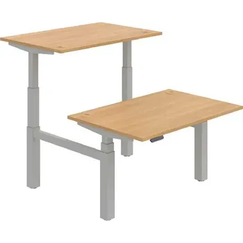 Kancelářský vozík HOBIS párový výškově stavitelný stůl 120 cm, paměť.ovlad. - MOTION DUAL MSD 3M 1200, dub + doprava zdarma