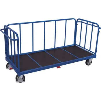 Plošinový vozík Vozík VARIOfit pro těžké náklady - 2 čelní a 1 boční stěna, 2000 x 800 mm, nosnost 1200 kg