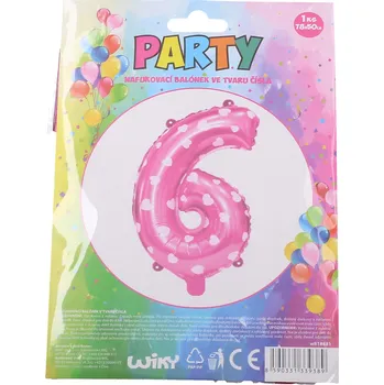 Balónek Balónek nafukovací - číslo 6 růžový