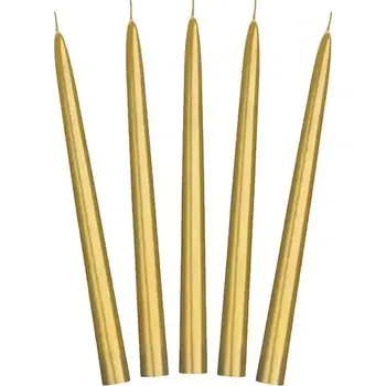 Svíčka Dlouhá svíčka metalická zlatá 23 cm