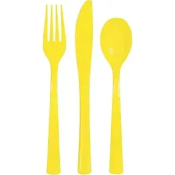 Příbor Plastové příbory žluté 18ks