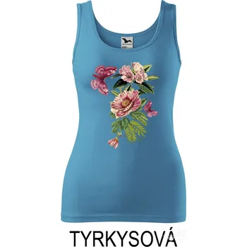 Tílko dámské, Rozkvetlá zahrada Barva: Tyrkysová, Velikost: XL