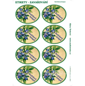 Samolepící dekorace Samolepky na zavařeniny - Borůvkový kompot