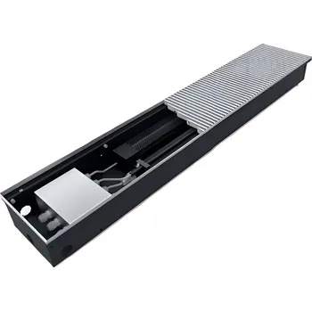 Radiátor Konvektor podlahový elektrický s ventilátorem a regulátorem Isan Termo FET 110 x 225 x 1600 mm, 1600 W, připojení vpravo, výměník ocelový, mřížka Natur příčná nerolovací hliník