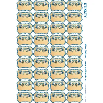 Speciální papír Samolepky na kořenky modré pomněnky - bez nápisu