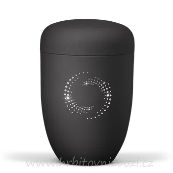 Smuteční dekorace Exkluzivní ocelová urna černá Swarovski elements 27.5 cm černá