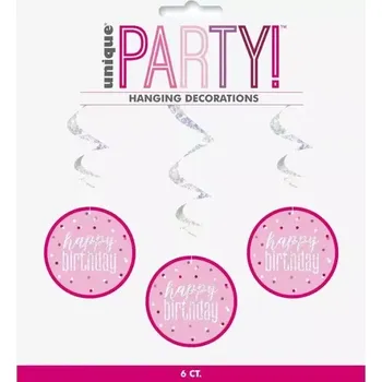 Závěsné spirály - Glitz růžové HB 81cm/6ks