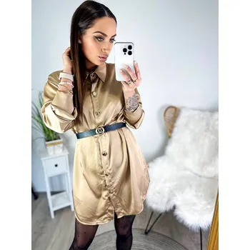 Dámské šaty Dámské prodloužené košilové šaty latté , VELIKOST UNI ( XS, S, M )