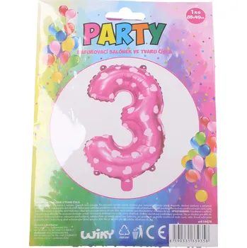 Balónek Balónek nafukovací - číslo 3 růžový