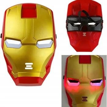 Karnevalová maska SVÍTÍCÍ LED MASKA SPIDER-MAN IRON MAN SUPERHRDINA COSPLAY
