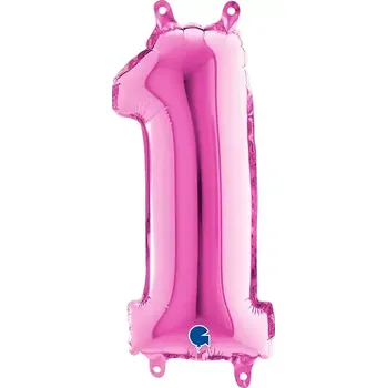 Balónek Foliová číslice 1 růžová - 35 cm