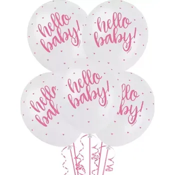 Balónek Latexové balonky Hello Baby - růžové 5 ks