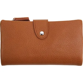 Prakticky prostorná rozložitelná hnědá dámská peněženka se stříbrnými doplňky